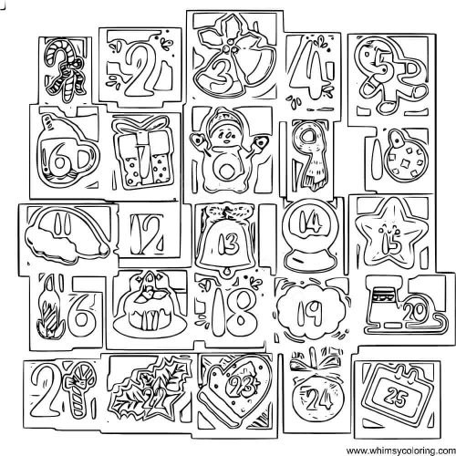 25 Free Christmas Advent Coloring - Advent Calendar Coloring Page 500x500