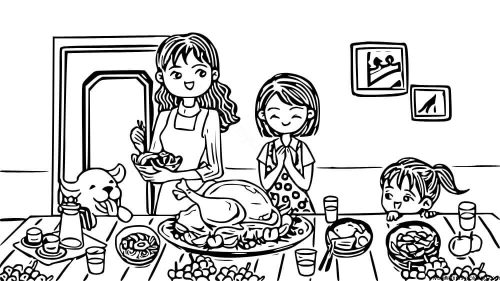 Cute Thanksgiving coloring image Cute Thanksgiving coloring image
