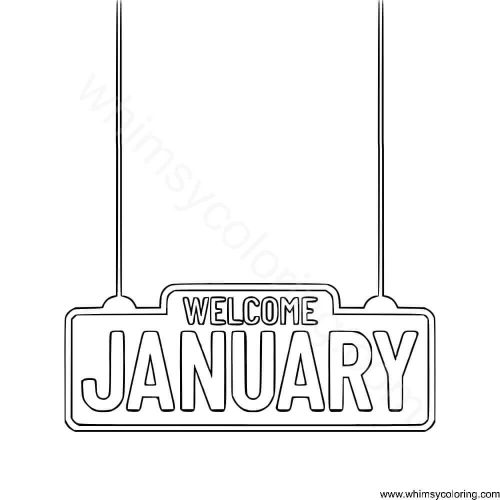 Welcome january coloring page Welcome january coloring page