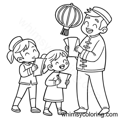 Family celebrating Chinese New Year