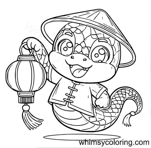 Snake with Chinese lantern