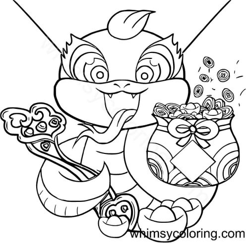 Snake with sycee and gold coins