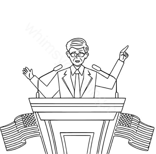 President giving speech coloring page