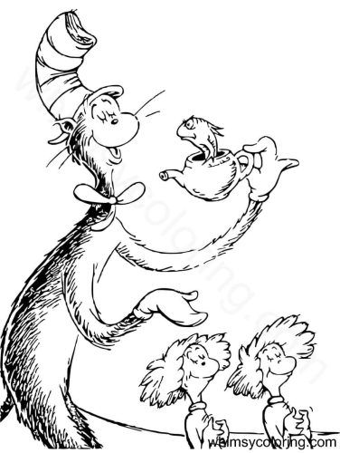 The Cat with Thing 1 Thing 2 coloring page The Cat with Thing 1 Thing 2 coloring page