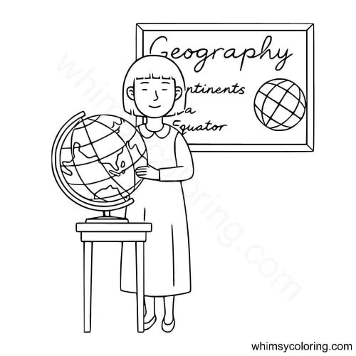 Geography teacher coloring page Geography teacher coloring page