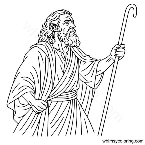 Realistic coloring image of Moses