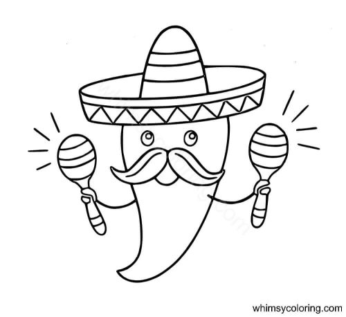 Jalapeno Cinco De Mayo coloring page