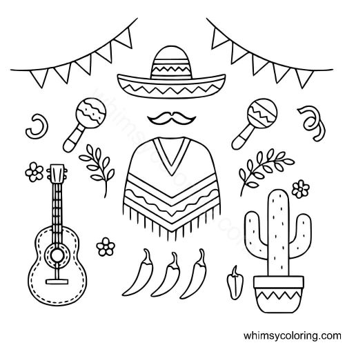 Mexican poncho coloring page