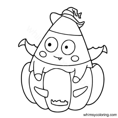 Candy corn resting on Jack o lantern Candy corn resting on Jack o lantern