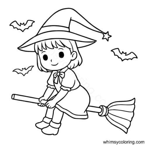 Cute Halloween Witch coloring page Cute Halloween Witch coloring page