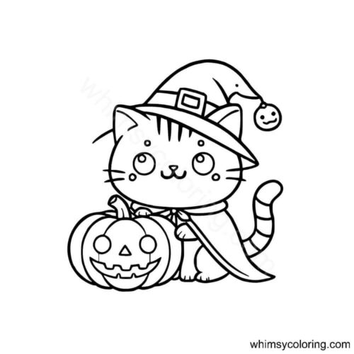 Cute Halloween cat coloring page Cute Halloween cat coloring page