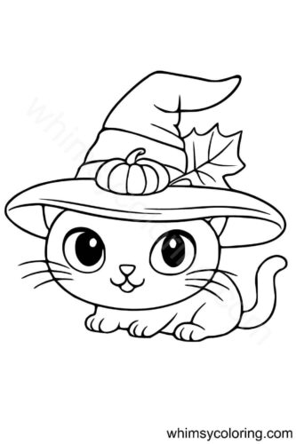 Cute Halloween kitten coloring page Cute Halloween kitten coloring page