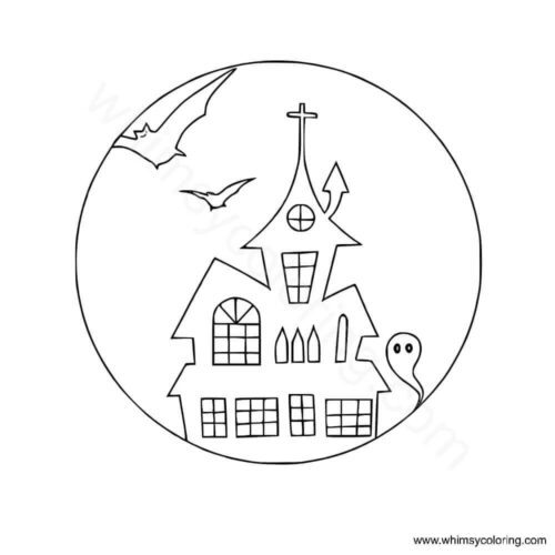 Easy haunted house coloring page Easy haunted house coloring page