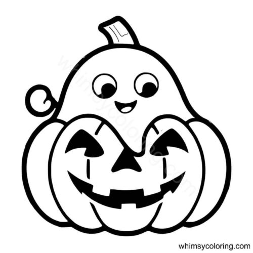 Ghost resting on Jack o lantern coloring page Ghost resting on Jack o lantern coloring page