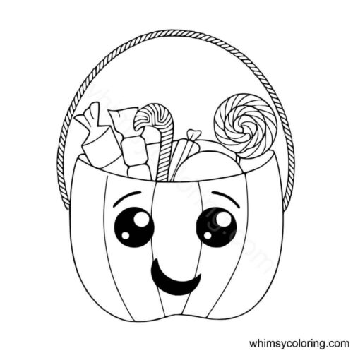 Halloween candies in Jack o Lantern basket Halloween candies in Jack o Lantern basket