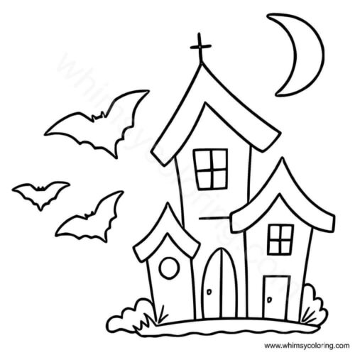 Haunted House Coloring Page For Preschoolers Haunted House Coloring Page For Preschoolers