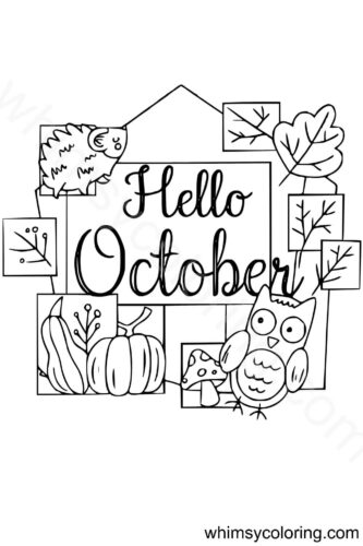 Hello October coloring page