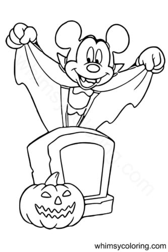 Mickey Mouse as a vampire coloring page