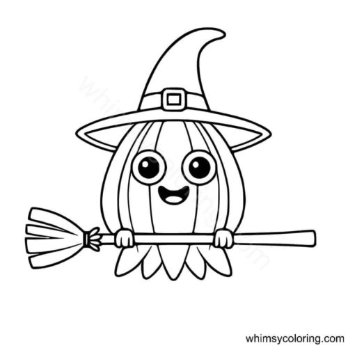 Pumpkin dressed as witch coloring page Pumpkin dressed as witch coloring page