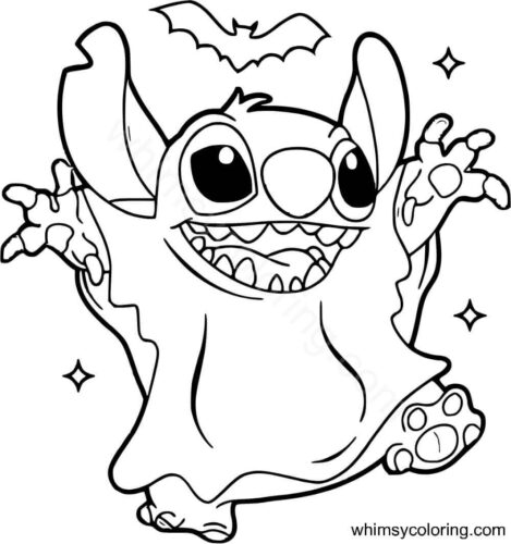 Stitch Halloween coloring page