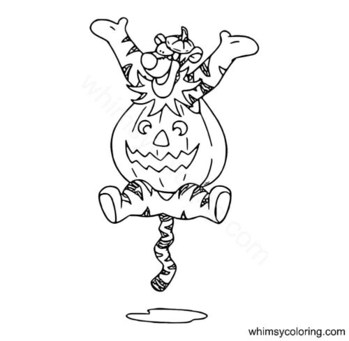 Tigger wearing jack o lantern costume