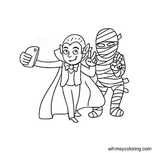 Vampire and Mummy coloring page Vampire and Mummy coloring page