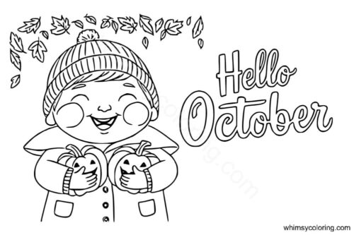 Welcome October coloring page
