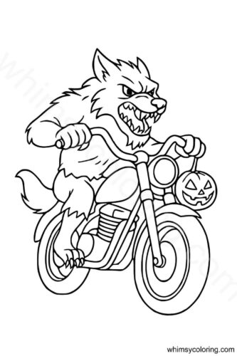 Werewolf riding a bike