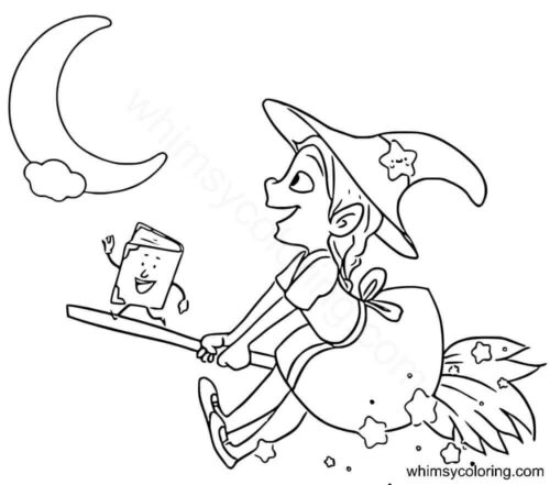 Witch riding to the moon Witch riding to the moon