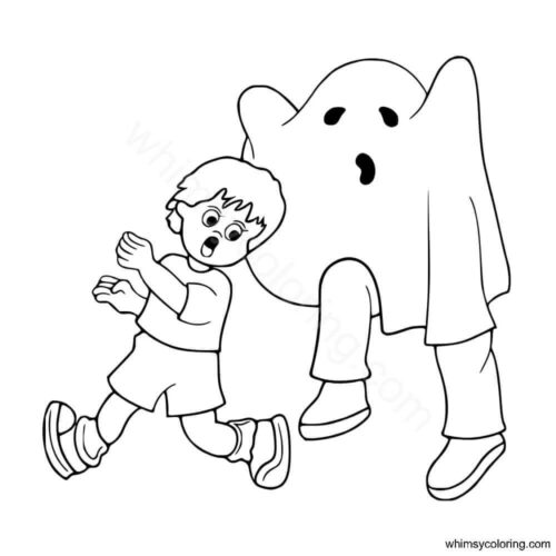 Boy spooked by the ghost Boy spooked by the ghost
