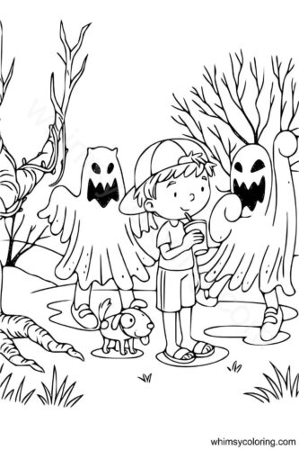 Boy surrounded by ghosts Boy surrounded by ghosts