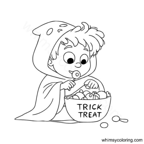 Boy with his treats from Trick or Treat Boy with his treats from Trick or Treat