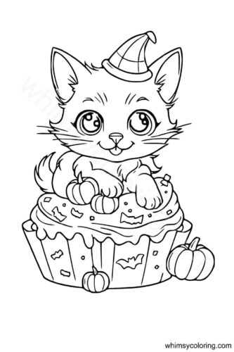 Cat on a Halloween themed cupcake Cat on a Halloween themed cupcake