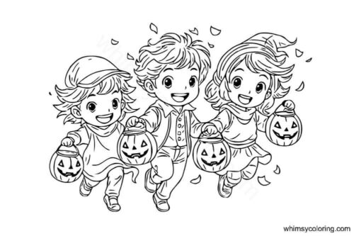 Children going for Trick or Treat coloring page Children going for Trick or Treat coloring page