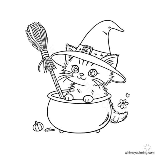 Cute Halloween cat coloring pages Cute Halloween cat coloring pages