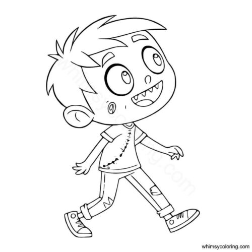 Cute zombie coloring page