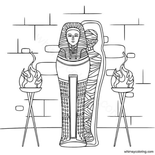 Egyptian mummy tomb coloring page