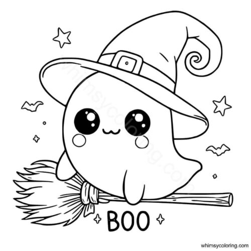 Ghost dressed as a witch coloring page Ghost dressed as a witch coloring page