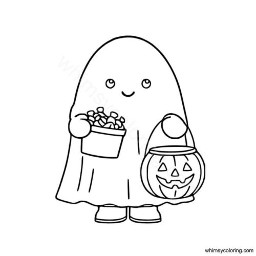 Ghost with Halloween candies Ghost with Halloween candies