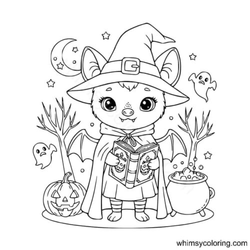 Halloween bat dressed as a witch