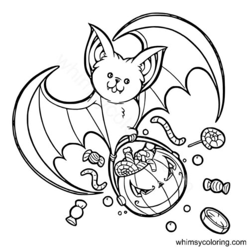 Halloween bat with lots of candies