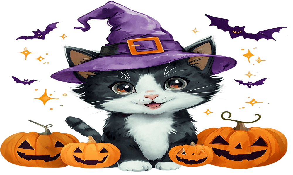 Halloween cat coloring pages for kids