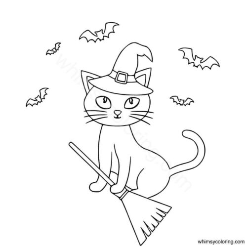 Halloween cat witch coloring page Halloween cat witch coloring page