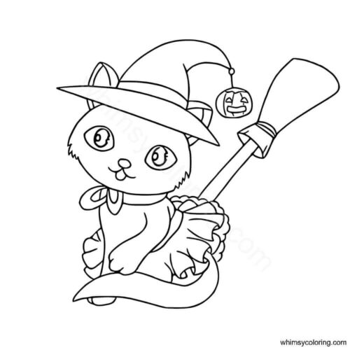 Halloween cat with her broom Halloween cat with her broom