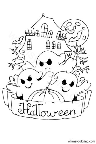 Halloween ghosts coloring page Halloween ghosts coloring page