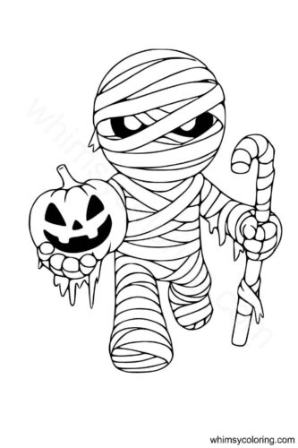 Halloween mummy coloring page