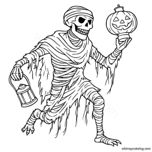 Halloween mummy coloring pages