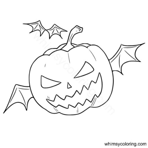 Halloween pumpkin with bat wings