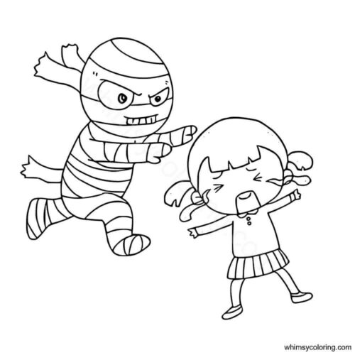Mummy scaring little girl