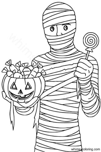 Mummy with Halloween candies